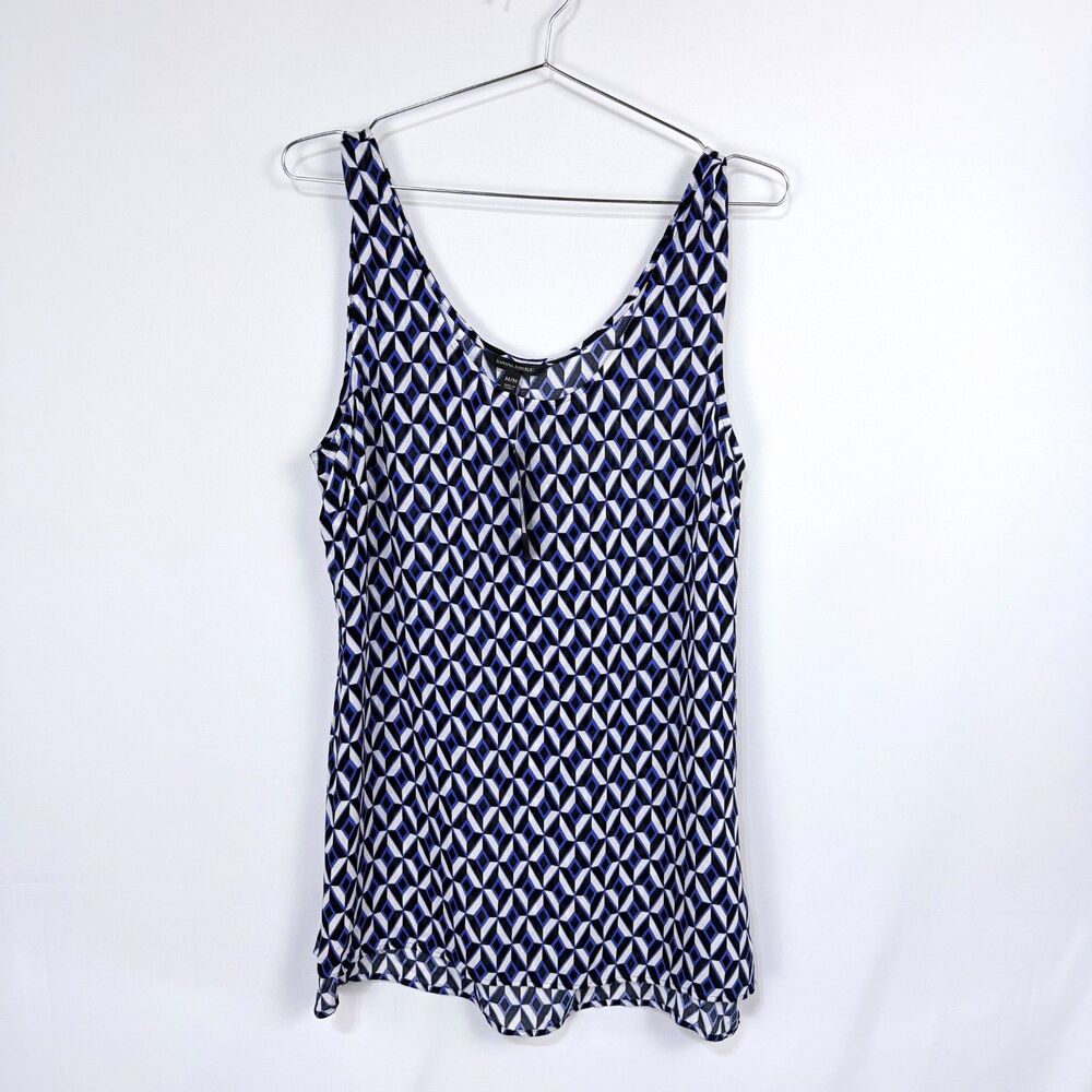 Banana Republic Blue Black White Geo Print Tunic Tank Blouse Top M